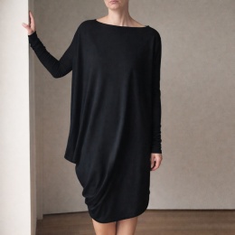 Sukienka długi rękaw asymetryczna Czarna
