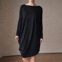 Sukienka długi rękaw asymetryczna Czarna