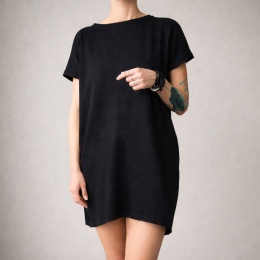 Sukienka dresowa Oversize Czarna Bez rękawów Kieszenie