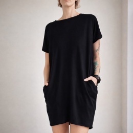 Sukienka dresowa Oversize Czarna Bez rękawów Kieszenie