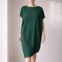 Sukienka krótki rękaw asymetria Butelkowozielona