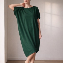 Sukienka krótki rękaw asymetria Butelkowozielona