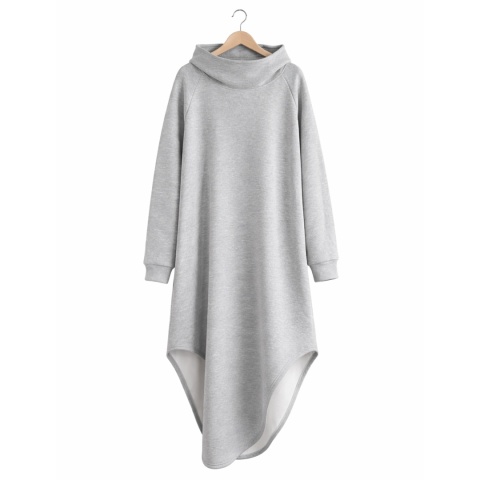 Sukienka oversize z kapturem i kieszeniami szara dresowa