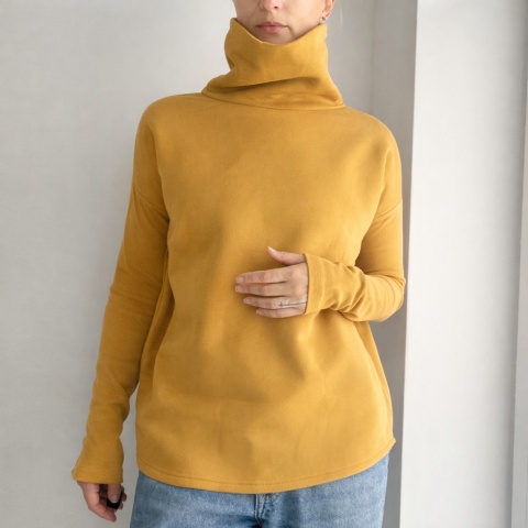 Wąski rękaw Golf Musztarda