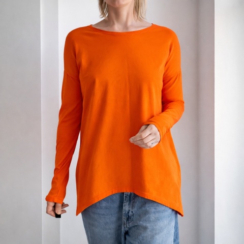 Wąski rękaw skrzydła bluzka Pomarańczowa