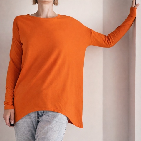 Wąski rękaw skrzydła bluzka Pomarańczowa