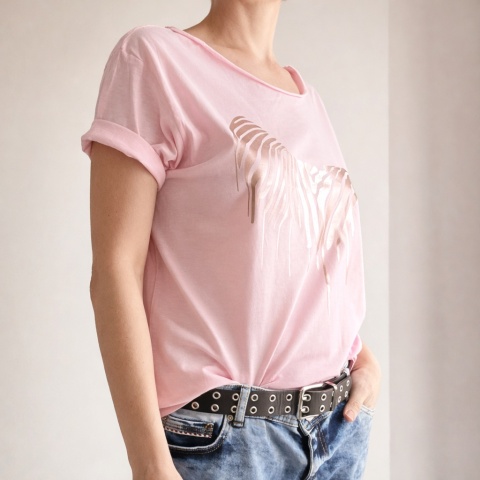 Zebra rose gold Jasnoróżowy Oversize Różowe Złoto