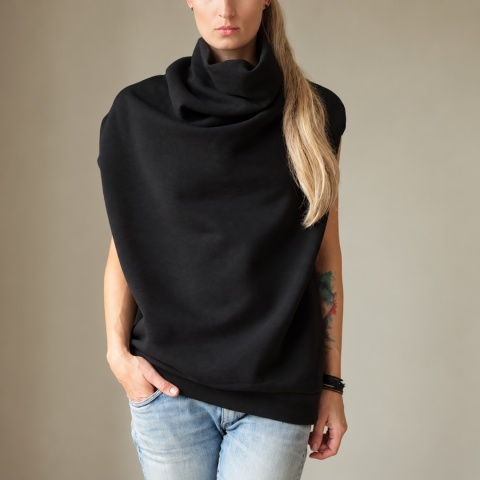 Bluza damska oversize Buka bez rękawów – czarna