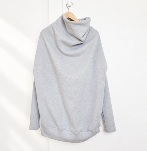 Bluza damska oversize Buka z golfem – szary melanż