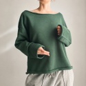 Bluza damska oversize bez ściągaczy - butelkowozielona