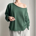 Bluza damska oversize bez ściągaczy - butelkowozielona