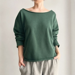 Bluza damska oversize bez ściągaczy - butelkowozielona