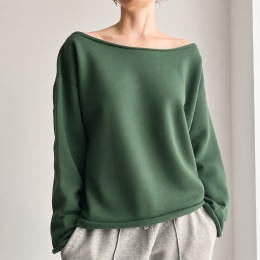 Bluza damska oversize bez ściągaczy - butelkowozielona