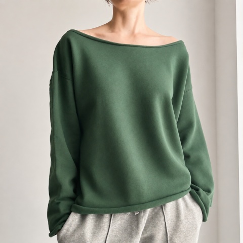 Bluza damska oversize bez ściągaczy - butelkowozielona
