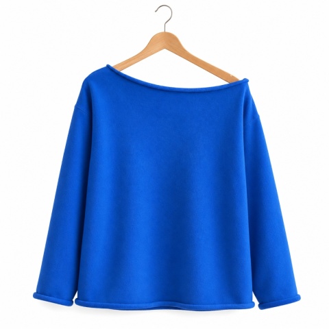 Bluza damska oversize bez ściągaczy – niebiesko-chabrowa