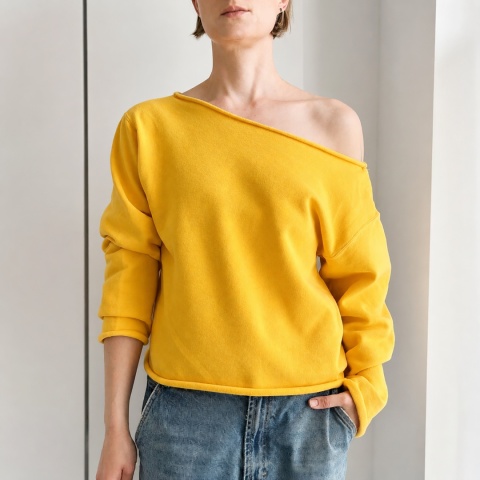 Bluza damska oversize bez ściągaczy – ciepły żółty – pojedynczy egzemplarz
