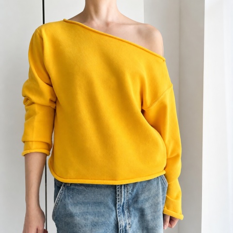 Bluza damska oversize bez ściągaczy – ciepły żółty – pojedynczy egzemplarz