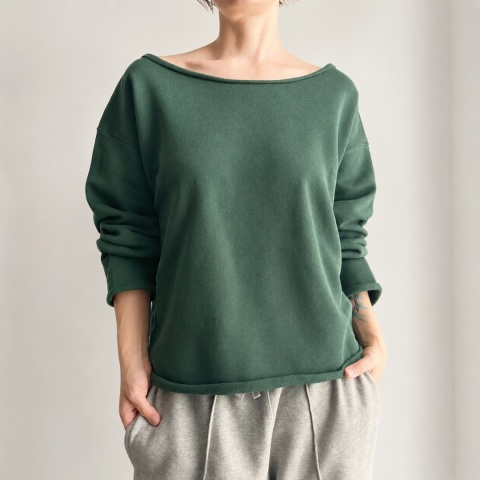 Bluza damska oversize bez ściągaczy – butelkowozielona