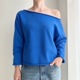 Bluza damska oversize bez ściągaczy – niebiesko-chabrowa