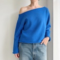 Bluza damska oversize bez ściągaczy – niebiesko-chabrowa
