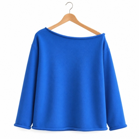 Bluza damska oversize bez ściągaczy – niebiesko-chabrowa