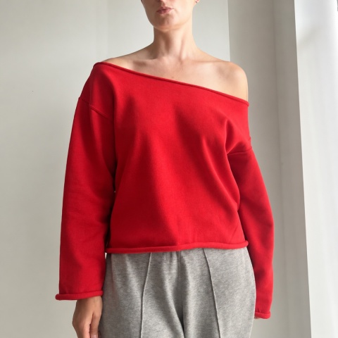 Bluza damska oversize bez ściągaczy – czerwona