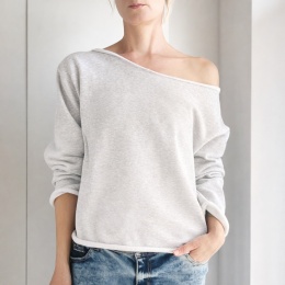 Bluza damska oversize bez ściągaczy – szara gruba – pojedynczy egzemplarz