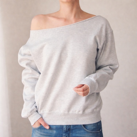 Bluza damska oversize cięta ze ściągaczami – szara - pojedynczy egzemplarz