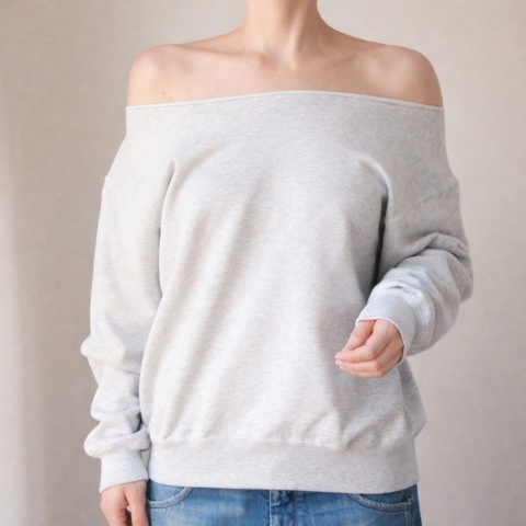Bluza damska oversize cięta ze ściągaczami – szara - pojedynczy egzemplarz