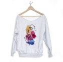 Bluza damska oversize z akwarelowym nadrukiem twarzy To ja – szara
