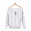 Bluza damska oversize z botanicznym nadrukiem trawy – szara