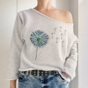 Bluza damska oversize z nadrukiem dmuchawca – szara gruba bez ściągaczy