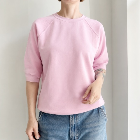 Bluza damska oversize z rękawem do łokcia – jasnoróżowa