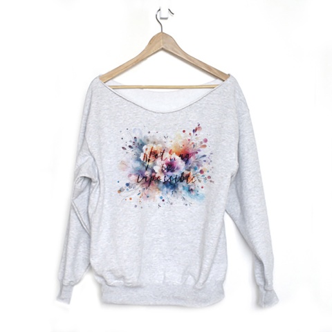 Bluza damska oversize z napisem Nothing is impossible – szara
