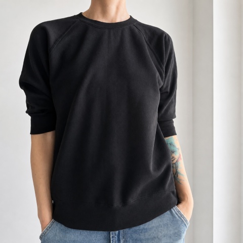 Bluza damska oversize z rękawem do łokcia – czarna