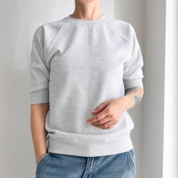 Bluza damska oversize z rękawem do łokcia – szary melanż