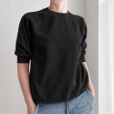 Bluza damska oversize z rękawem do łokcia – czarna