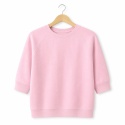 Bluza damska oversize z rękawem do łokcia – jasnoróżowa