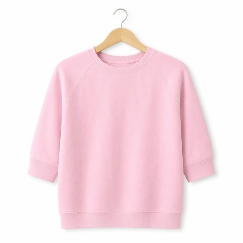 Bluza damska oversize z rękawem do łokcia – jasnoróżowa