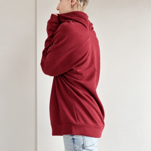 Bluza damska oversize Buka z golfem – bordowa
