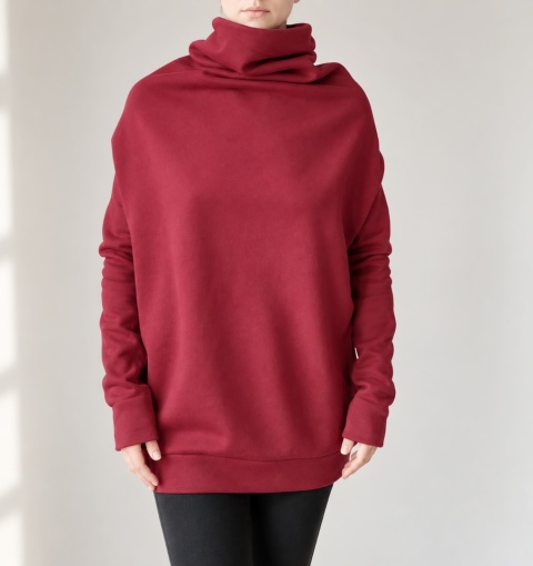 Bluza damska oversize Buka z golfem – bordowa