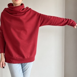 Bluza damska oversize Buka z golfem – bordowa