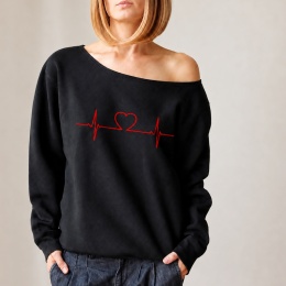 Gruby Oversize Serce Pik Czarna Gruba bluza - pojedynczy egzemplarz
