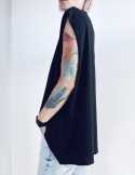 Koszulka damska oversize bez rękawów basic – czarna