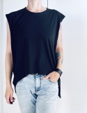Koszulka damska oversize bez rękawów basic – czarna