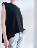 Koszulka damska oversize bez rękawów basic – czarna