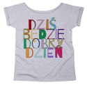 Koszulka damska oversize z napisem Dobry dzień – szara