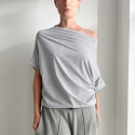 Bluzka damska oversize ze stójką – szary melanż