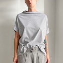 Bluzka damska oversize ze stójką – szary melanż