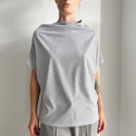 Bluzka damska oversize ze stójką – szary melanż